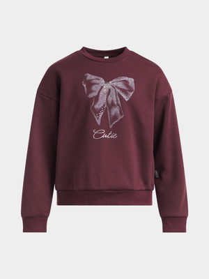 Exact Younger Girl's Burgundy Graphic Sweat Top