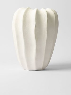 Tall Organic Ribbed Earthenware Vase