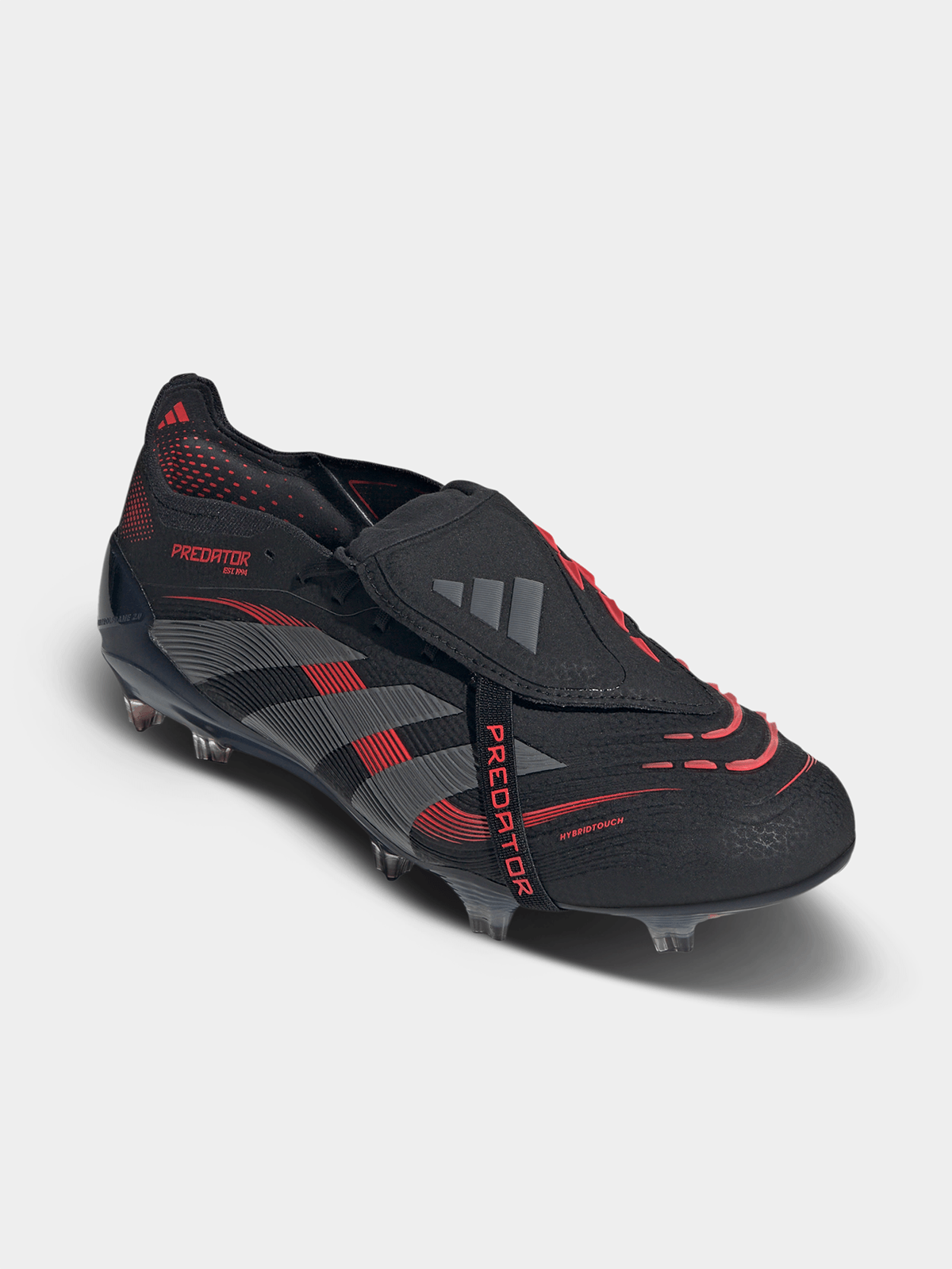 adidas Mens Predator Elite FG Fold-Over Tongue Black/Grey/Red