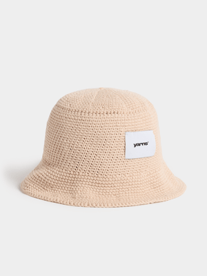 Yarns Unisex Resort Crochet Cream Bucket Hat