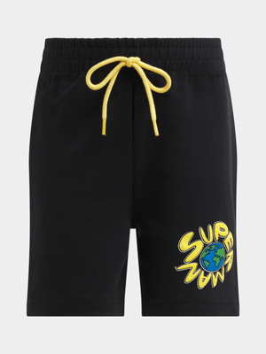Jet Younger Boys Black Superman Fleece Shorts