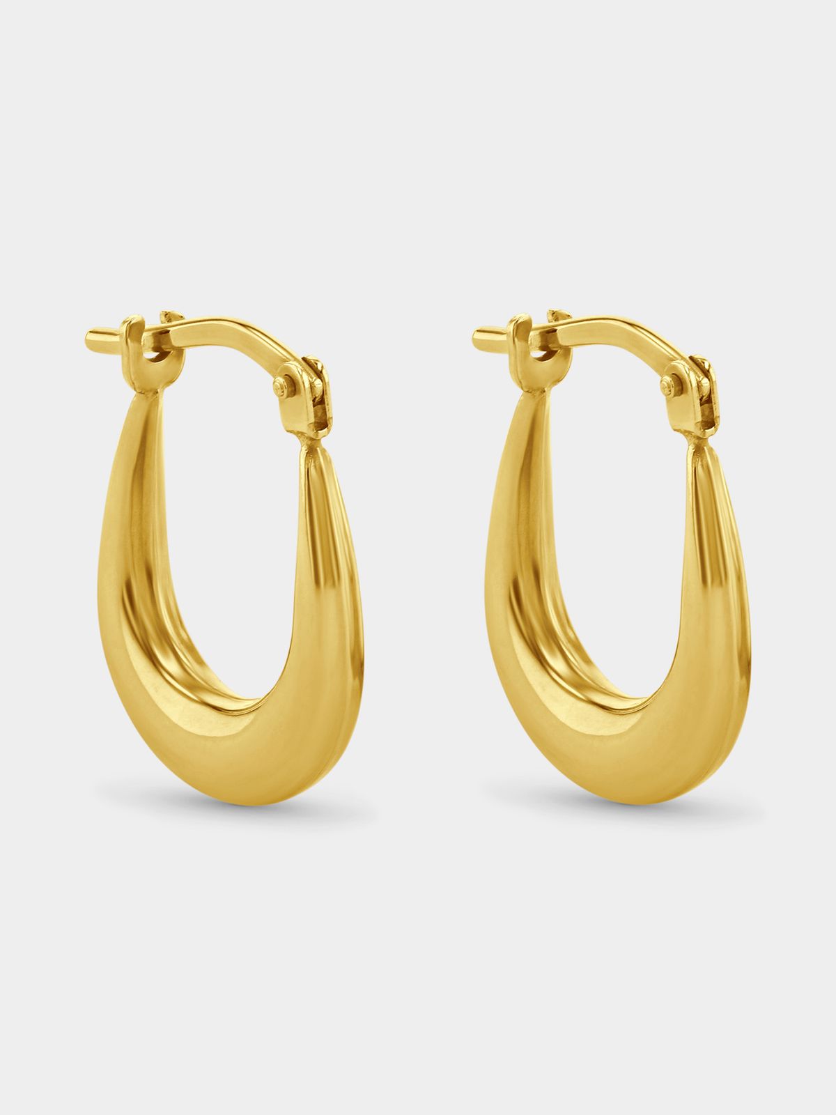 Yellow Gold Sterling Silver U-Shaped Creole Hoop Earrings Bash
