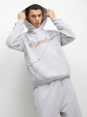 Socioculture Men's Grey Oversized Hoodie