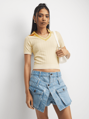 The FIX Women's Yellow Johnny Collar Top