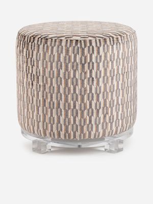 Sally Acrylic Swivel Ottoman Herringbone Grey