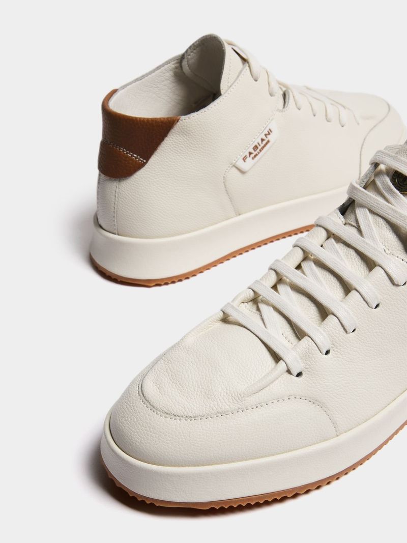 Fabiani Men's Leather Apron White High Top Sneakers Bash