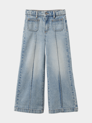 Cotton On Kids Girl Blue Pia Pintuck Bootleg Jeans