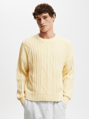 Men's Cotton On Yellow Cable Knit Crew Top
