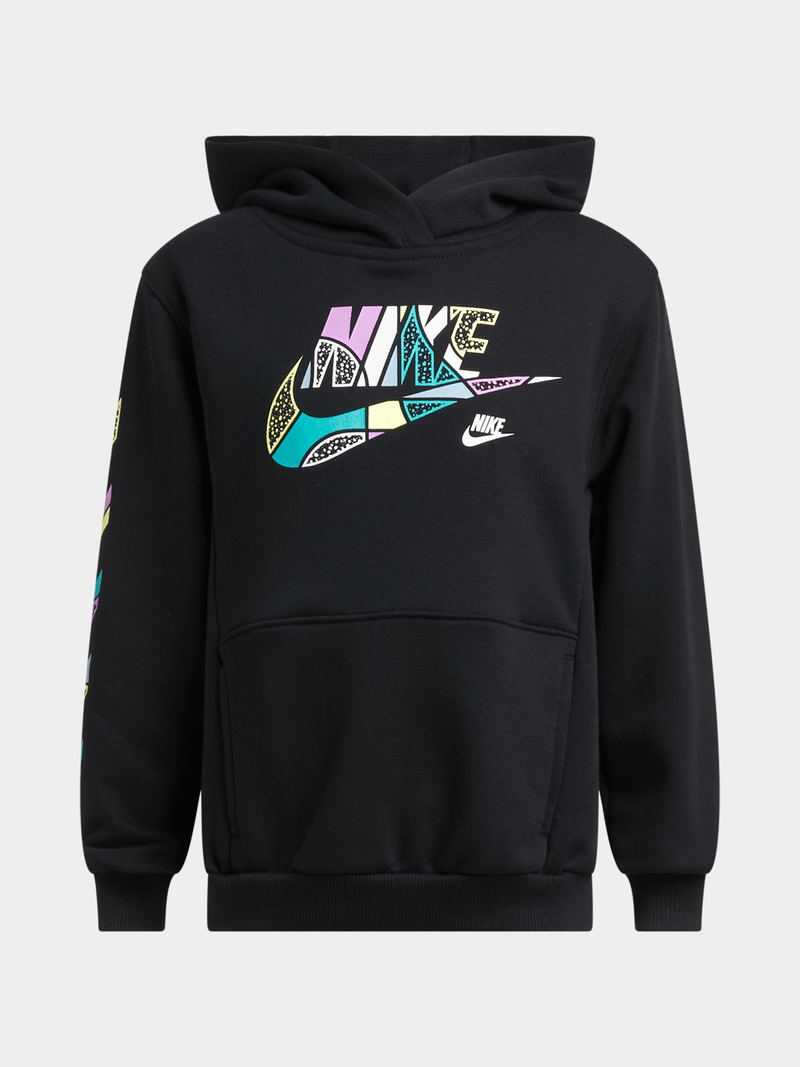 Nike Unisex Kids Outside The Lines Black Hoodie Bash