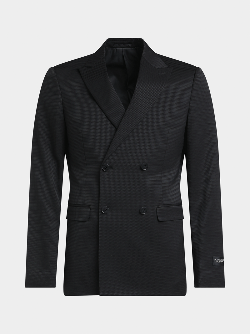 Markham Men's Skinny Double Breasted Matt/Shine Houndstooth