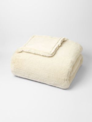 faux fur super plush blanket ivory 150x200cm