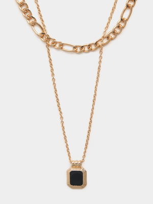 Layered Onyx Pendant Necklace