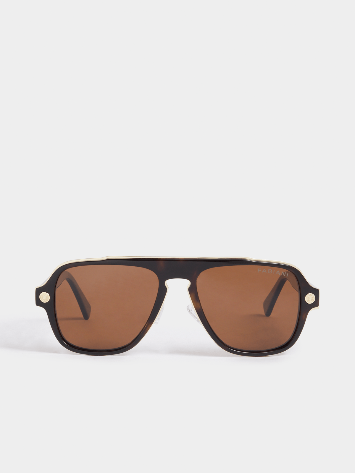 Fabiani Men's Tortoise/Gold Straight Top Aviator Sunglasses Bash