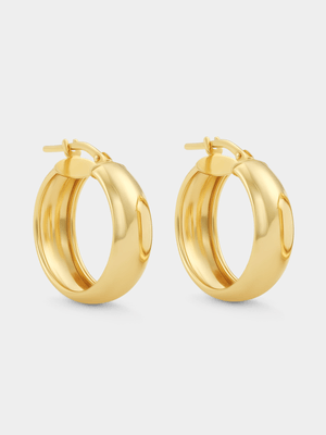 Yellow Gold & Sterling Silver Round Hoop Earrings