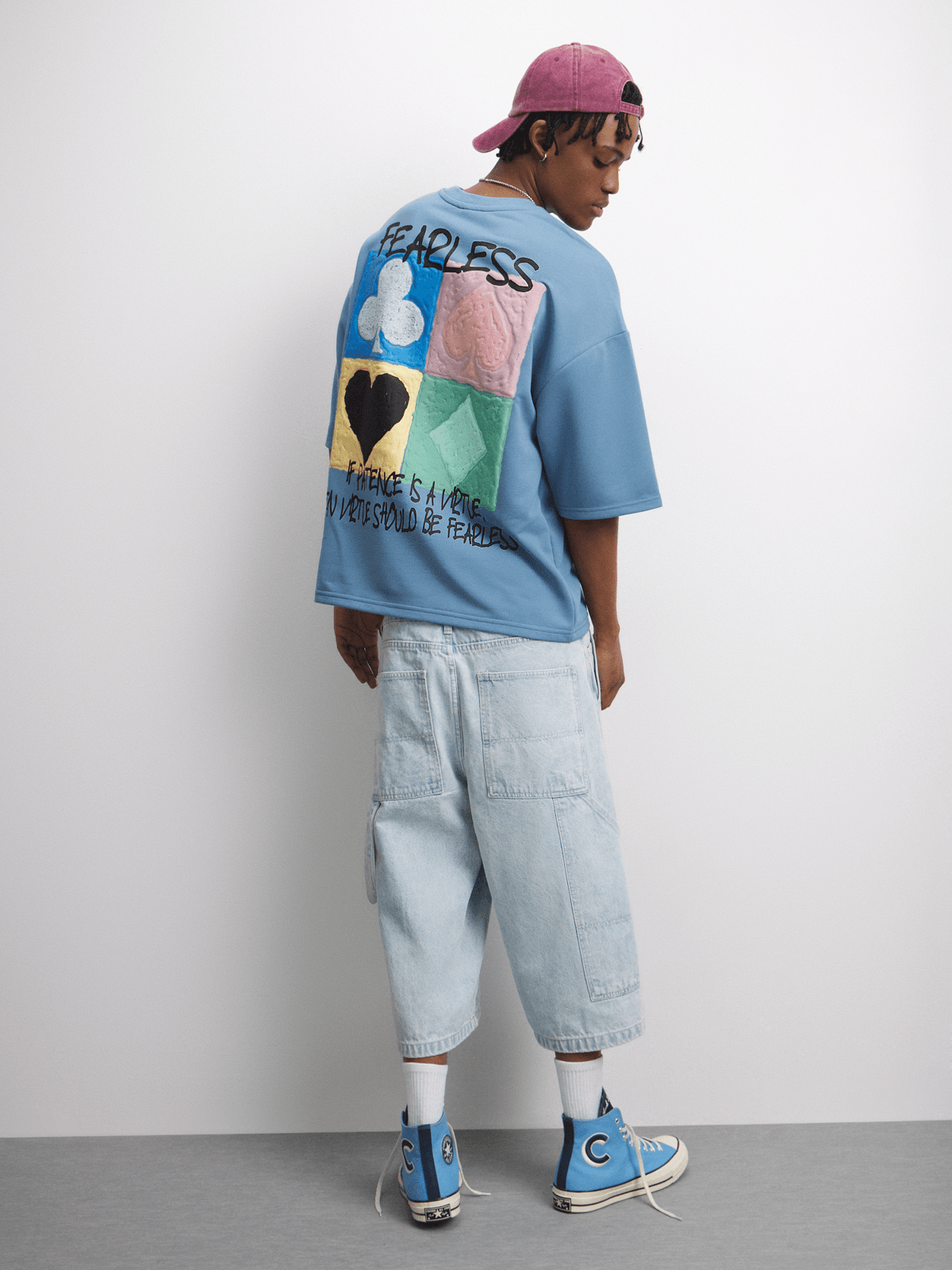 The FIX Men's Blue Fearless Patch Graphic Top Bash