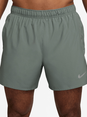 Nike Mens Challenger Dri-Fit 5 Inch Brief-Lined Green/Reflective Silver Shorts