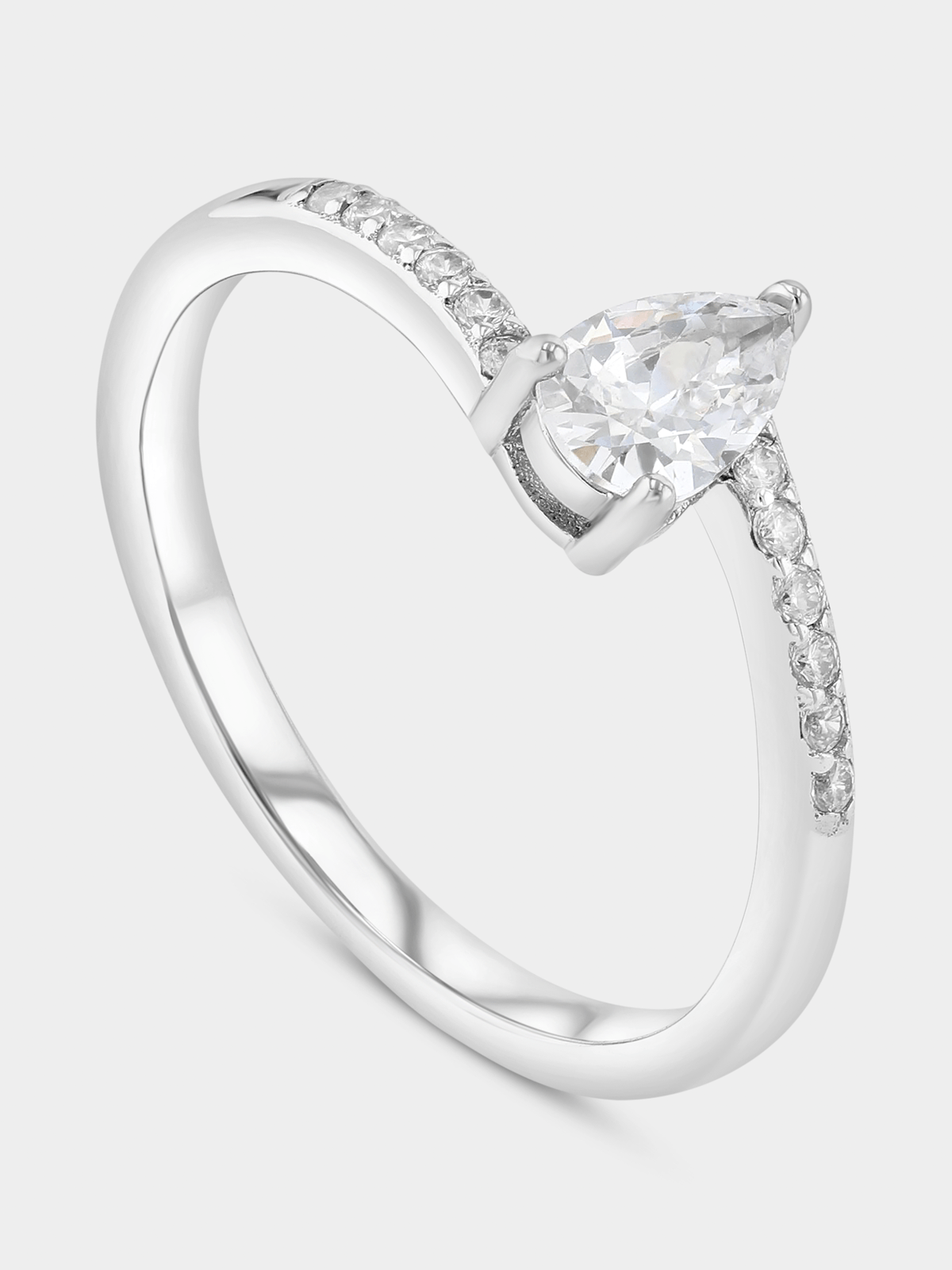 Sterling Silver Cubic Zirconia Pear Embrace Promise Ring | Bash