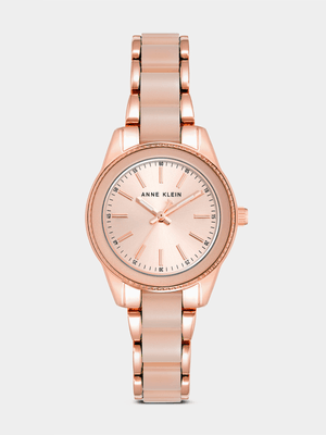 Anne Klein Rose Plated Pink Acrylic Bracelet Watch