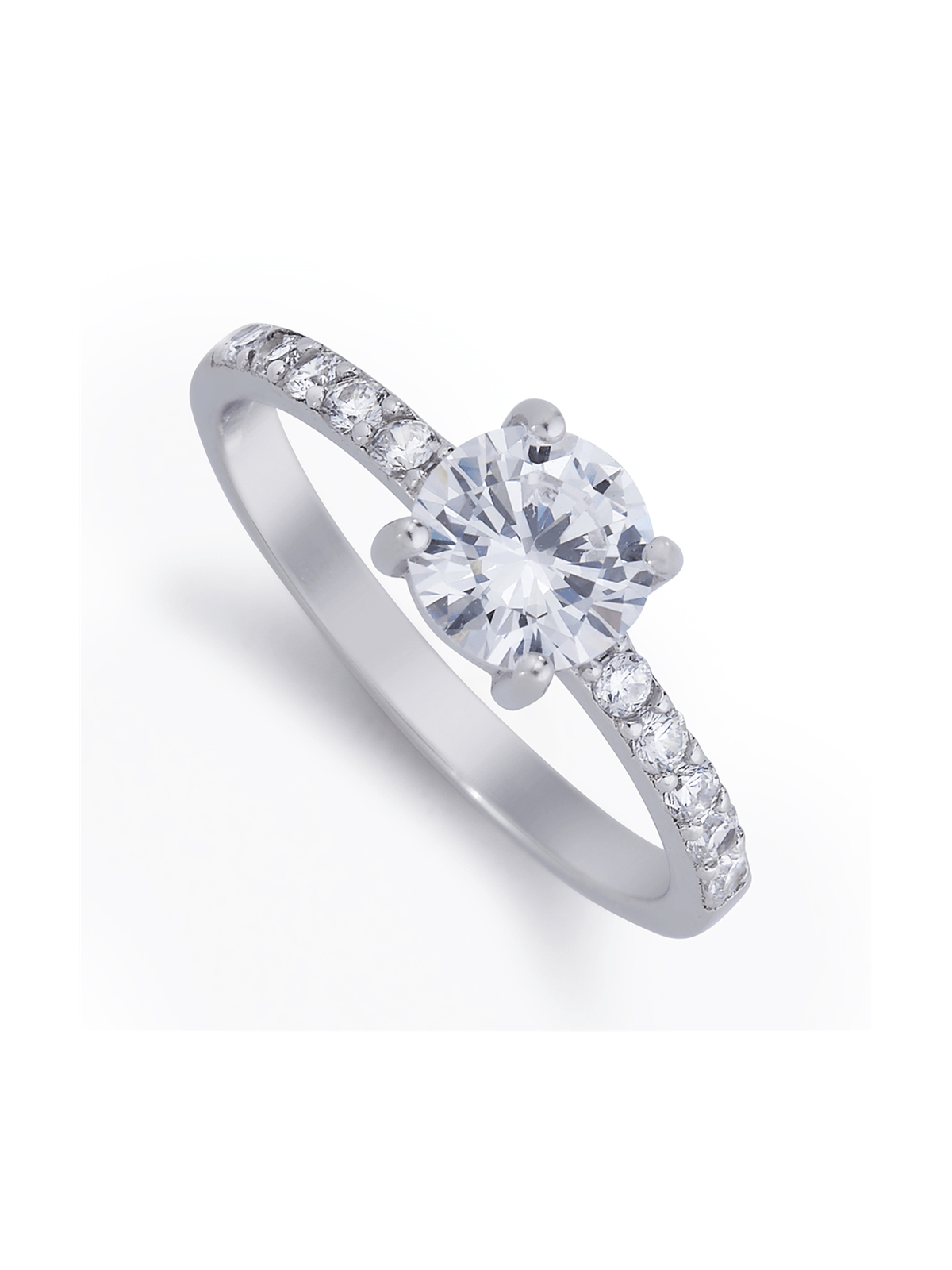 Sterling Silver Cubic Zirconia Classic Single Solitaire Dress Ring