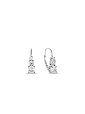 Sterling Silver Cubic Zirconia Graduated Trilogy Drop Earrings