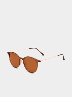 Exact Women's Brown Round Sunglasses