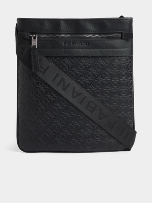 Fabiani Men's Black Fiore Monogram Crossbody Bag