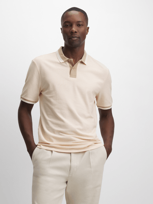 Jet Men's Ecru Tipped Polo Golfer