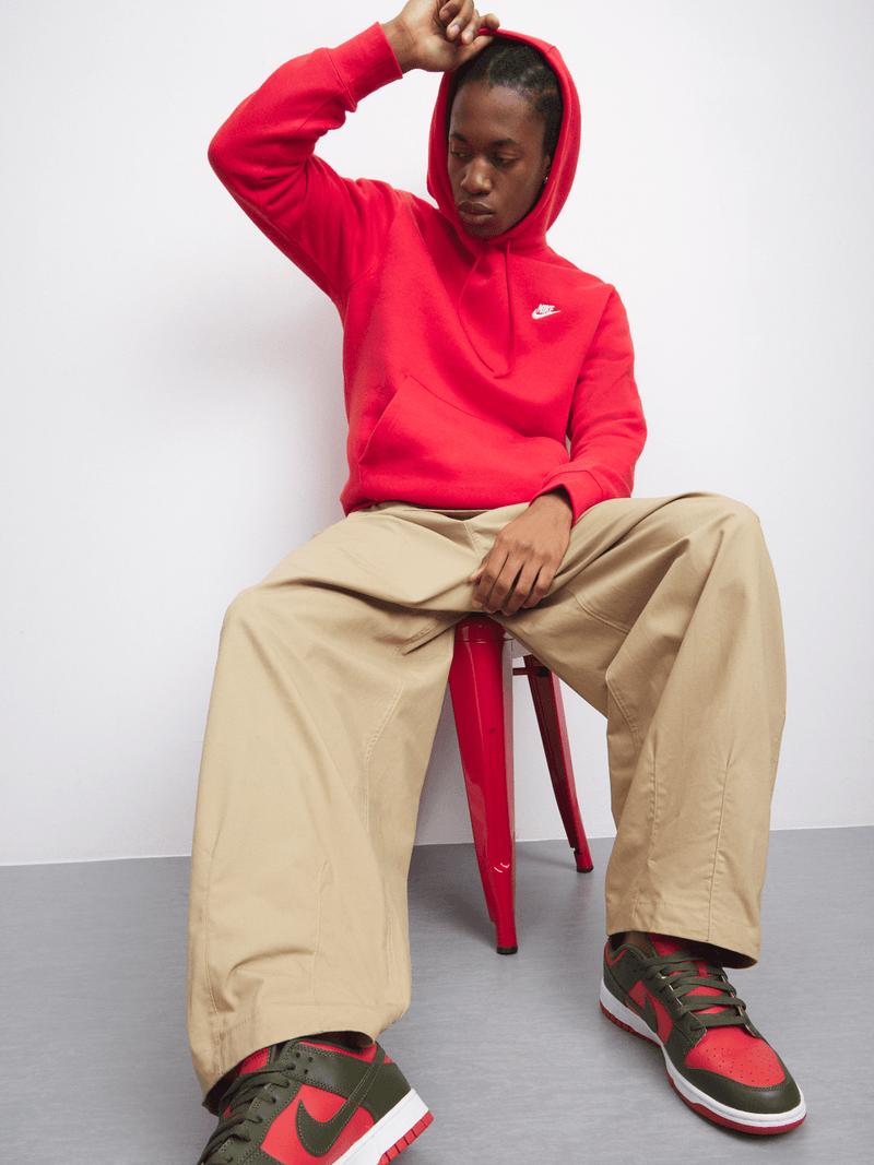 Nike Men's Club Basketball Pullover Red Hoodie Bash