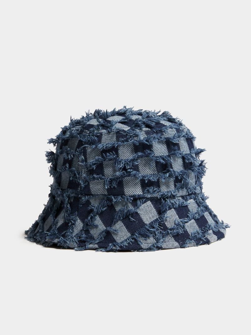 The FIX Unisex Medium Wash Frayed Denim Bucket Hat | Bash