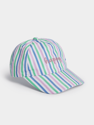 Jet Younger Girls Stripe Happy Baseball Cap