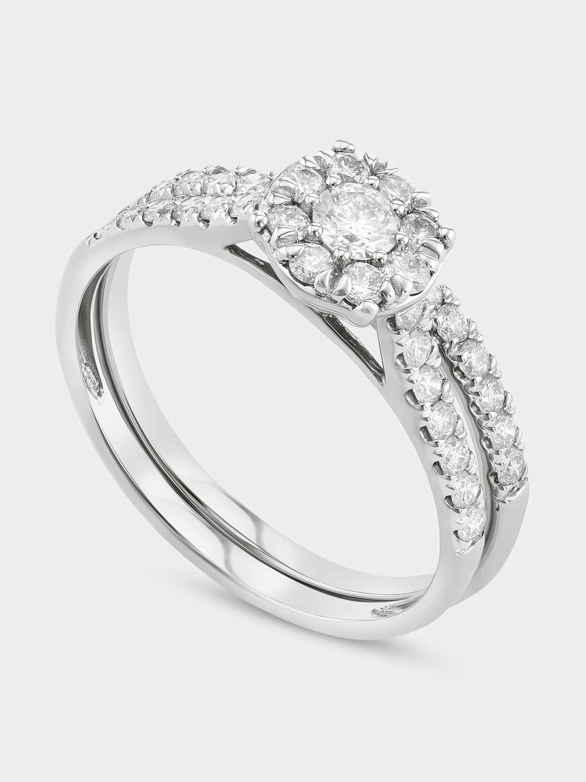White Gold 0.8ct Lab Grown Diamond Round Halo Twinset Ring | Bash