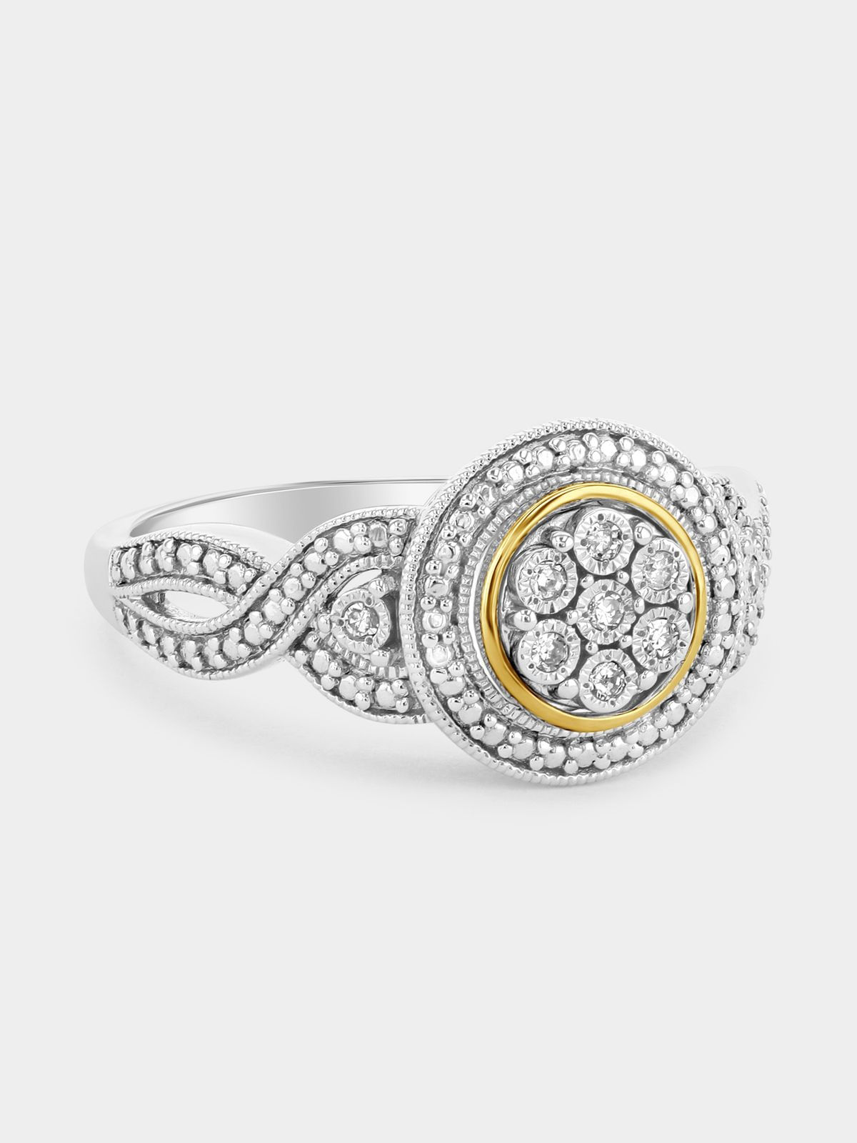 Yellow Gold Sterling Silver Lab Grown Diamond Round Infinity Ring