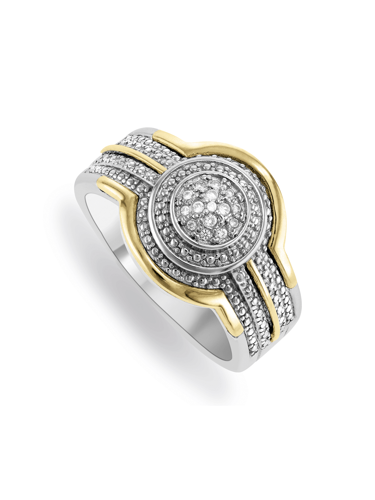 Yellow Gold & Sterling Silver Diamond & Created White Sapphire Ring | Bash