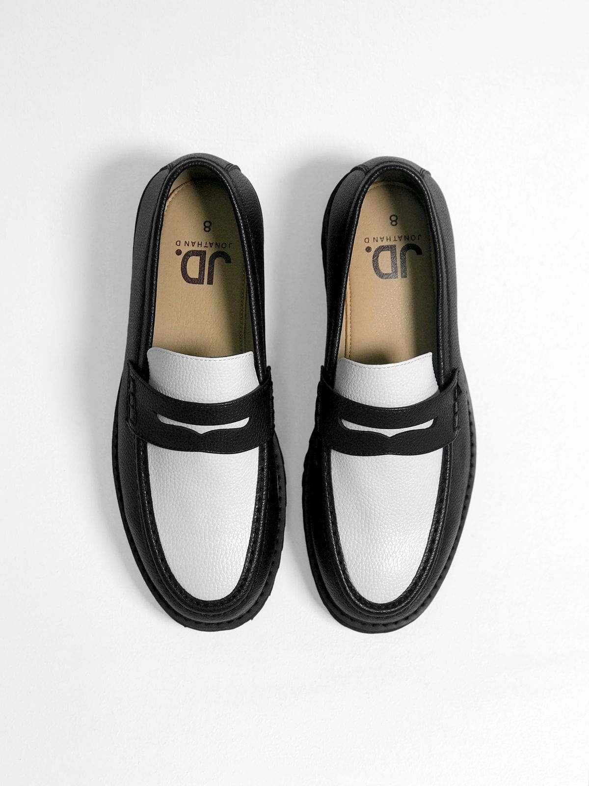 Jonathan D Men's Penny Moc PU Black-White Loafer Bash