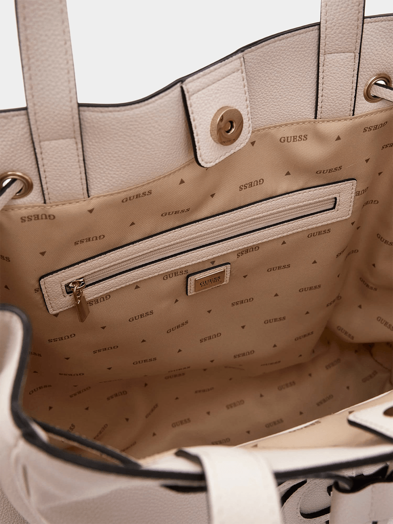 Witte GUESS Schoudertas CALEBRA DRAWSTRING TOTE