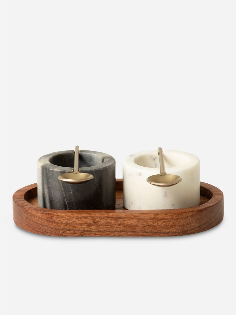 @home Salt Pepper Wooden Base Pinch Bowls