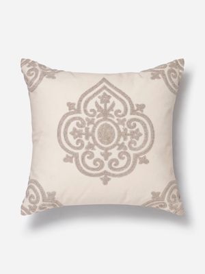 Damask Crewel Scatter Cushion Natural 55x55