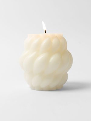 Woven Shaped Candle Beige 10.2 x 10cm