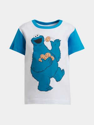 Jet Younger Boys White/Blue Character Cookie Monster T-Shirt