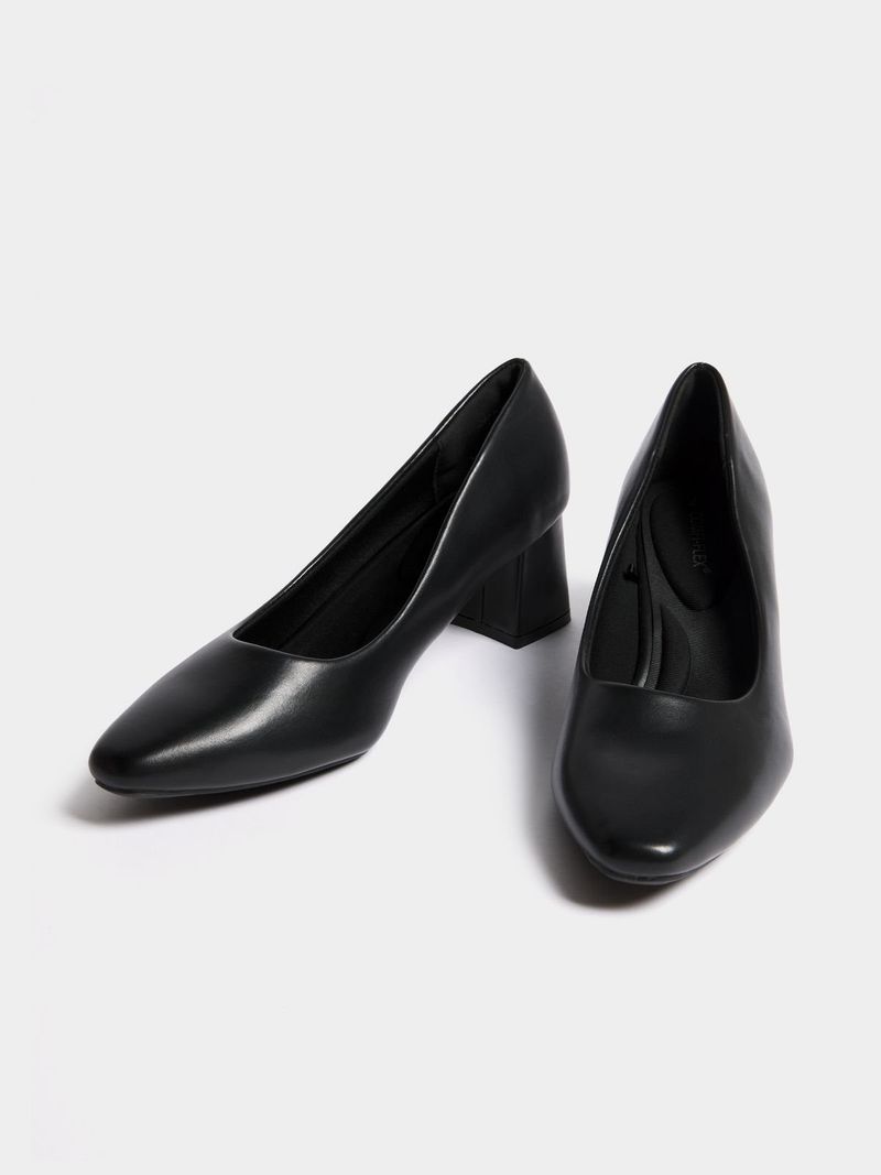 Jet Women's Black PU Mid Block Heels Bash