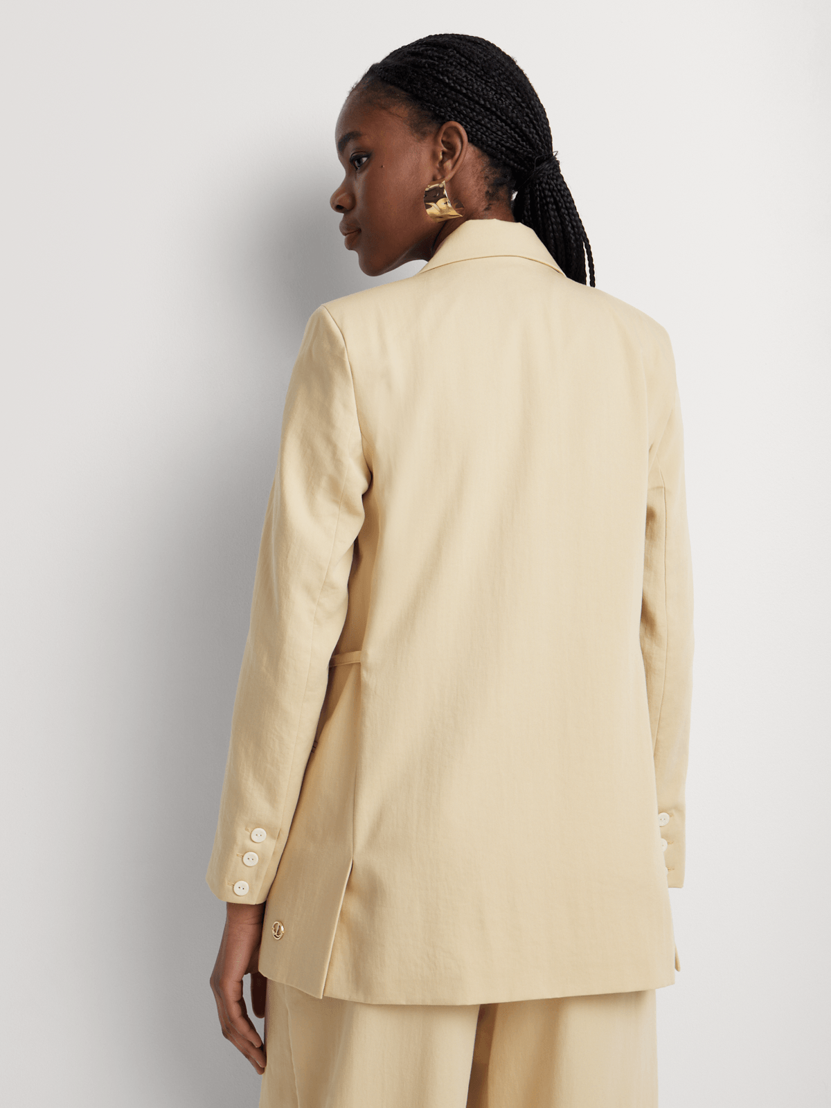 Luella Viscose Linen-Blend Belted Blazer Bash