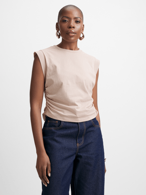 Exact Women's Beige Ruched Top