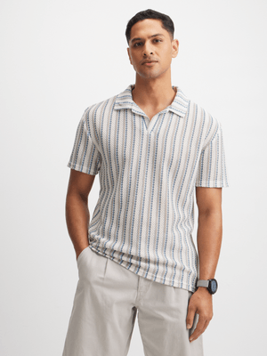 Jet Men's Multicolour Textured Collar Top