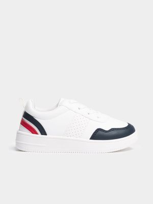 Exact Older Boy's White, Navy & Red Sneakers