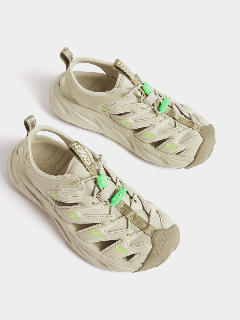 Hoka Women's Hopara Oyester Mushroom/Neon Lime Sneaker | Bash