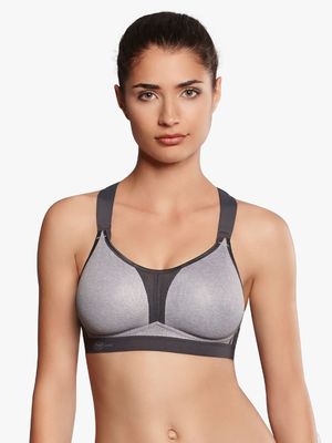 Anita Womens Dynamix Star Grey Racerback Sports Bra