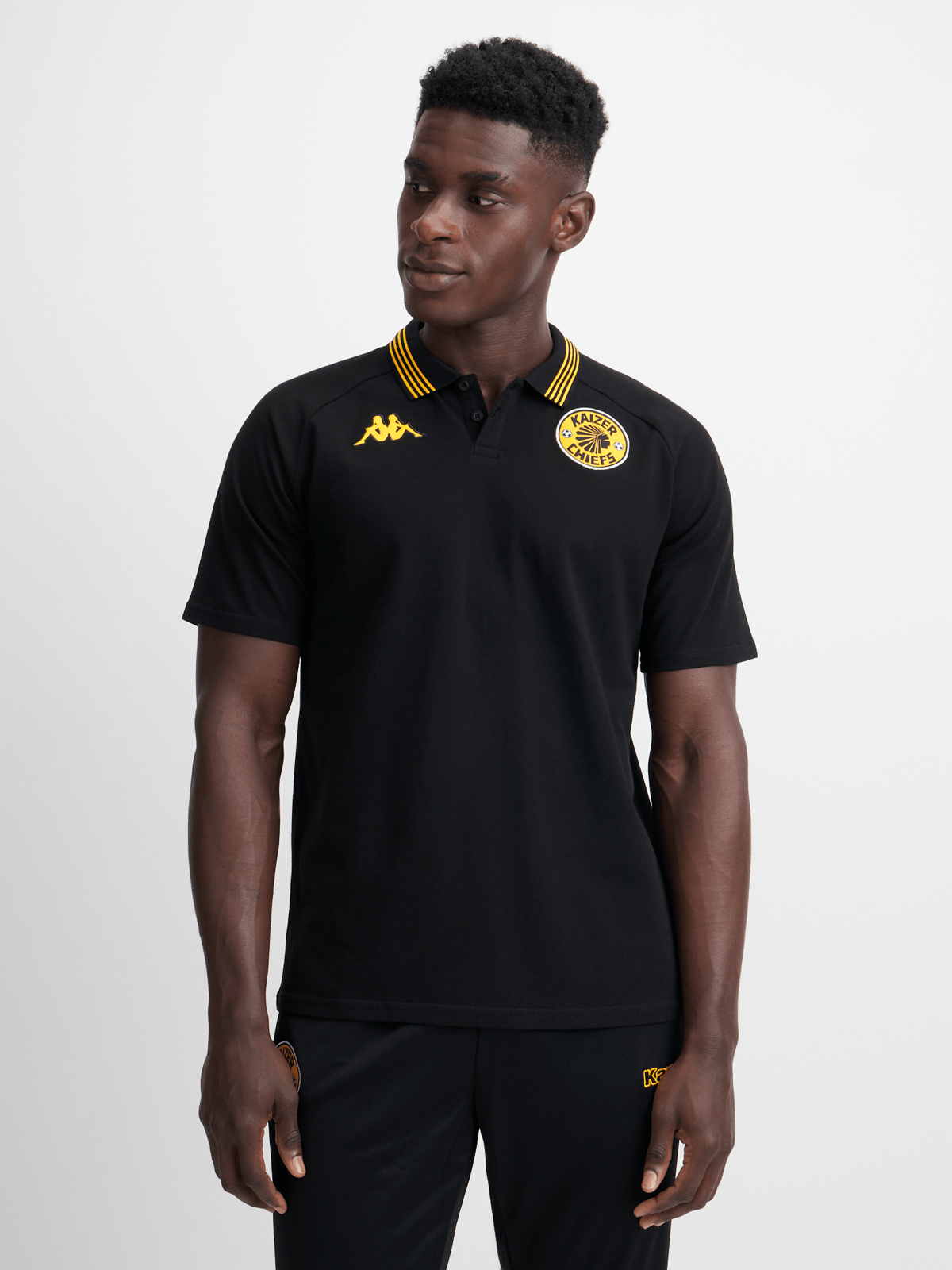 Kappa Mens Kaizer Chiefs Avrelod Black/Yellow Golfer | Bash