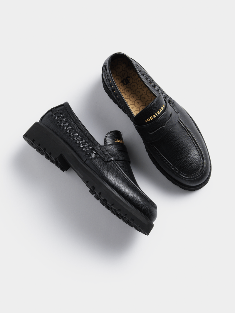 Jonathan D Men's Penny Moc Black Loafer Bash