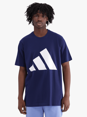 adidas Mens Essential Big Logo Dark Blue Tee