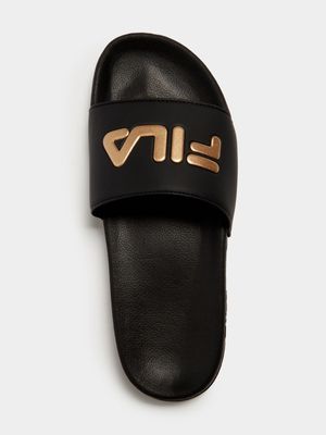 Fila Women's Hillside Metallic Slide Black/Gold